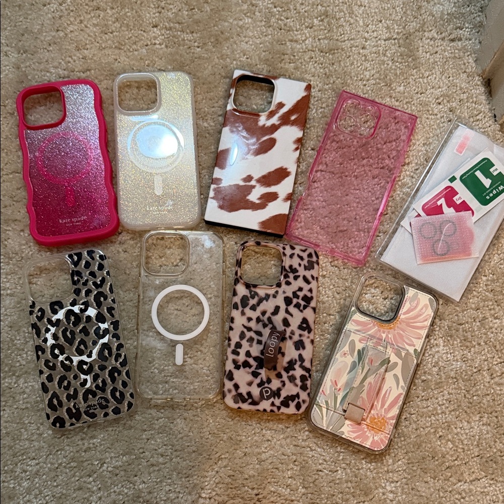 Assorted iPhone 16 pro max Cases - Pink, Gold, Brown, Cream